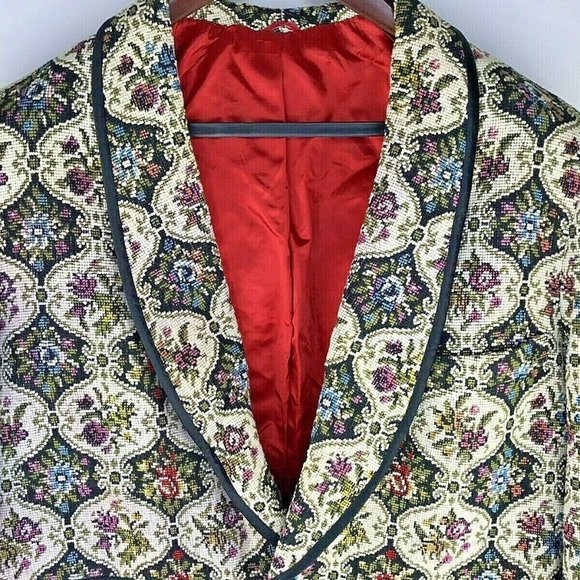 Vintage Smoking Coat Jacket Mens Large XL Gwynn - Picture 2 of 8